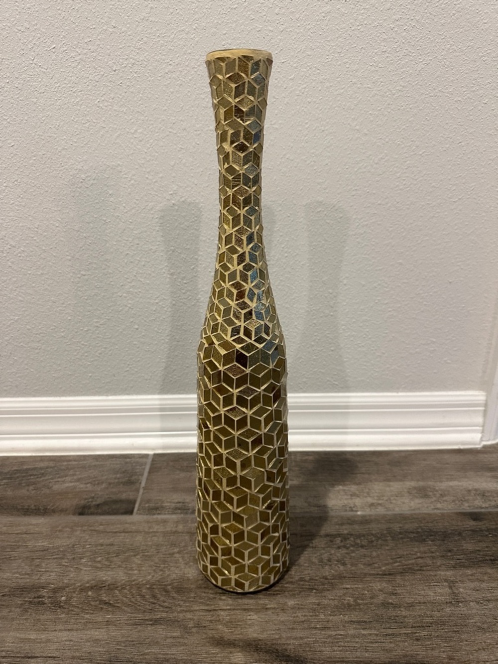 Kirklands Gold Geometric Mosaic Floor Vase